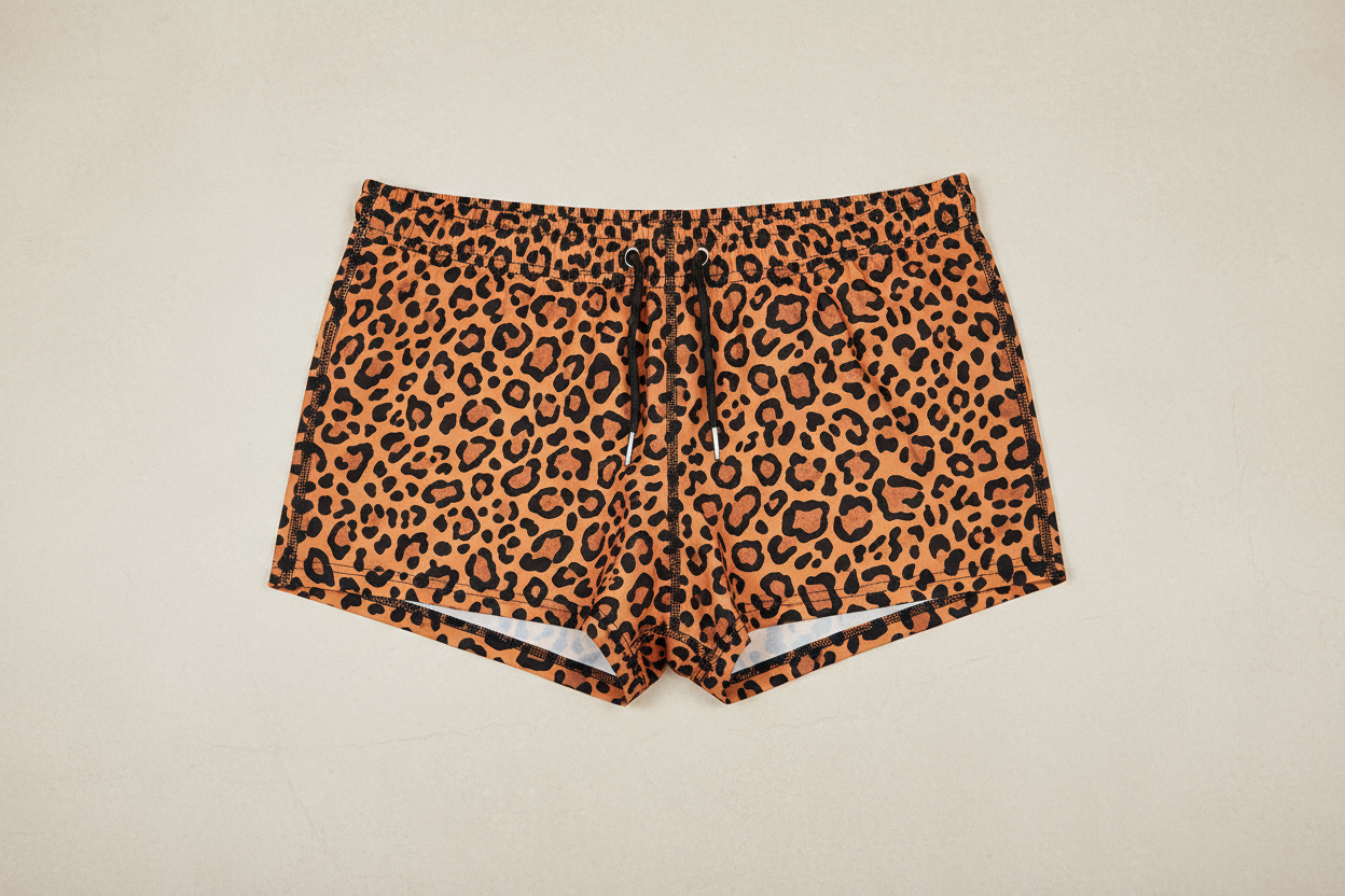 Leopard-Print Swim Trunks
